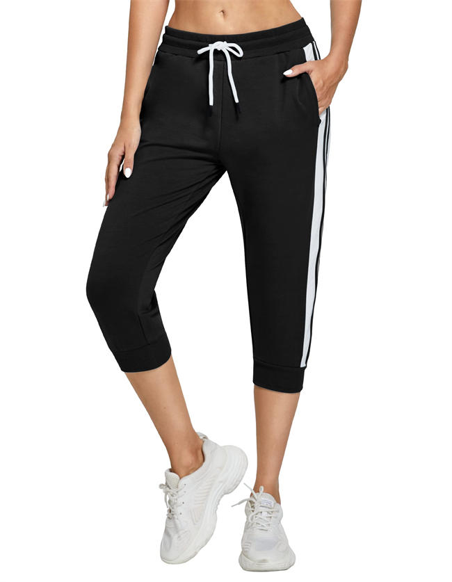 Capris for Women Capri Sweatpants Capri Joggers Casual Summer Pockets Cropped Pants Elastic Active